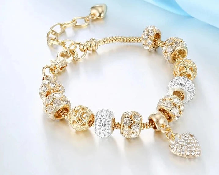 Cubic Charm Gold Heart Bracelets For Women