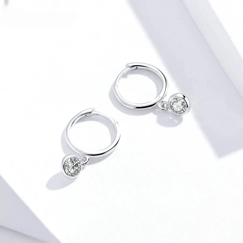 Bamoer 925 Sterling Silver Waterdrop Hoop Earrings (SCE830)