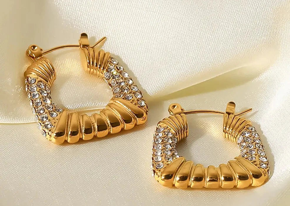 18K Gold Plated Inlaid Cubic Zirconia Earrings