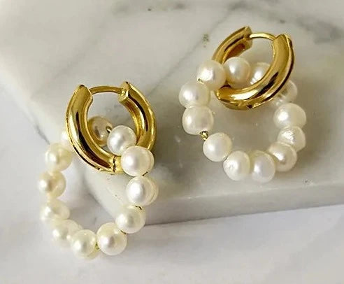 Baroque Freshwater Pearl Hoop Earrings