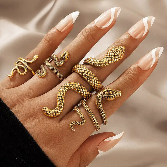 Texture Snake Ring Set