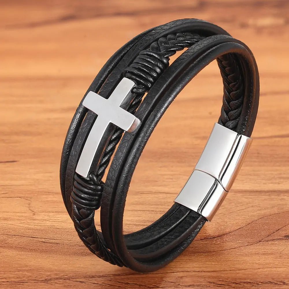 Clasp Stitching Men's Leather Bracelet