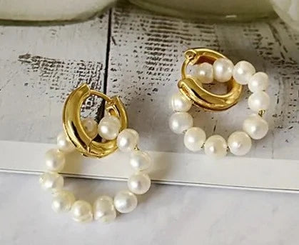 Baroque Freshwater Pearl Hoop Earrings