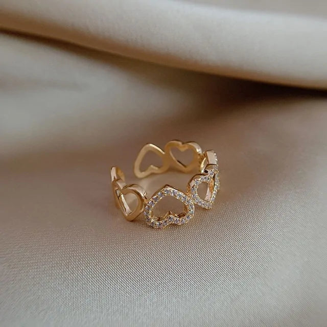 Pearl Zircon Gold Open Rings