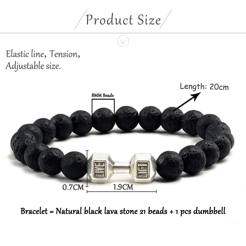 Volcanic Lava Stone Dumbbell Bracelet