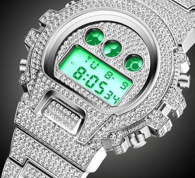 Digital Diamond Quartz Wristwatches