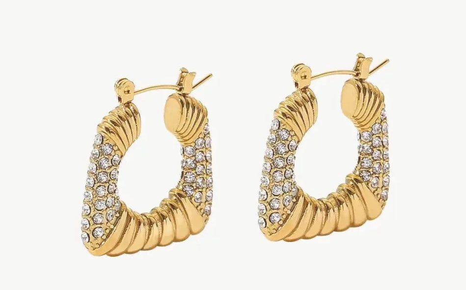 18K Gold Plated Inlaid Cubic Zirconia Earrings