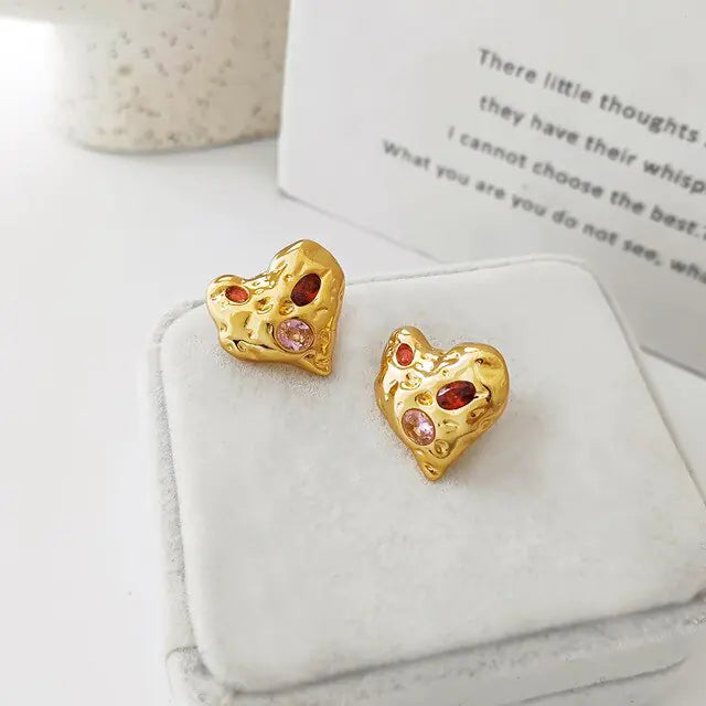 Irregular Heart Stud Earrings