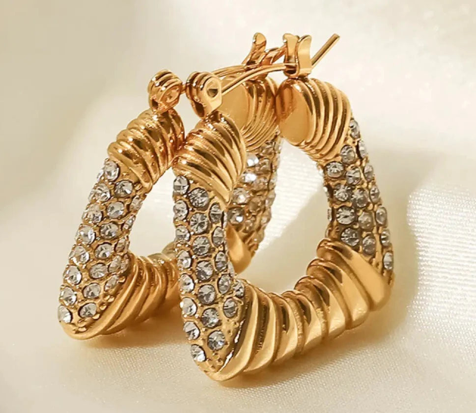 18K Gold Plated Inlaid Cubic Zirconia Earrings