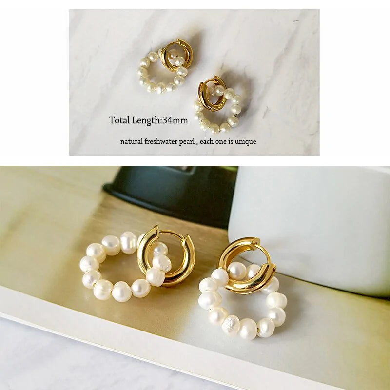 Baroque Freshwater Pearl Hoop Earrings