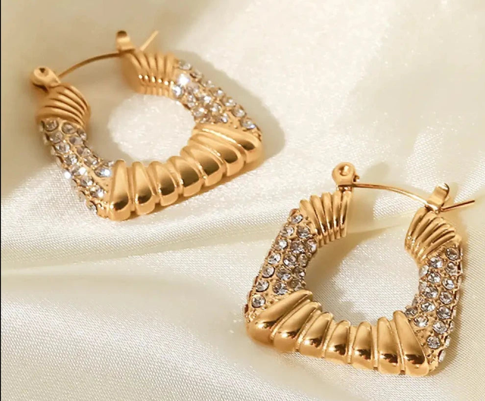 18K Gold Plated Inlaid Cubic Zirconia Earrings