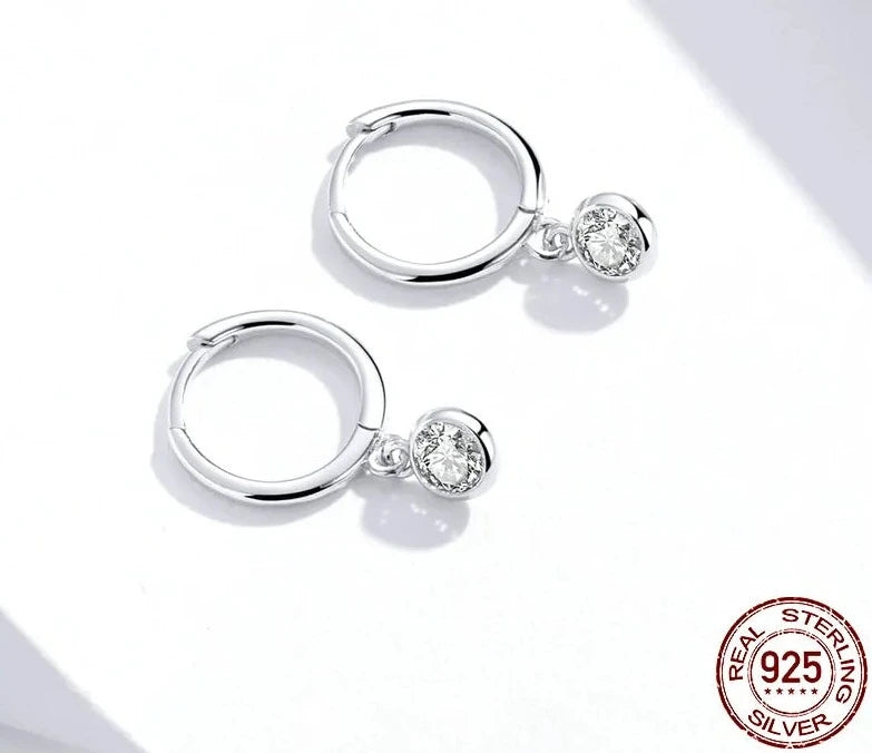 Bamoer 925 Sterling Silver Waterdrop Hoop Earrings (SCE830)