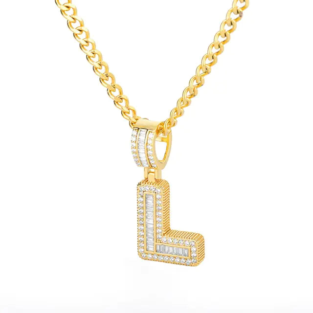 Cubic Zirconia Letters A-Z Pendant Necklace