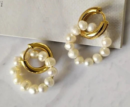 Baroque Freshwater Pearl Hoop Earrings