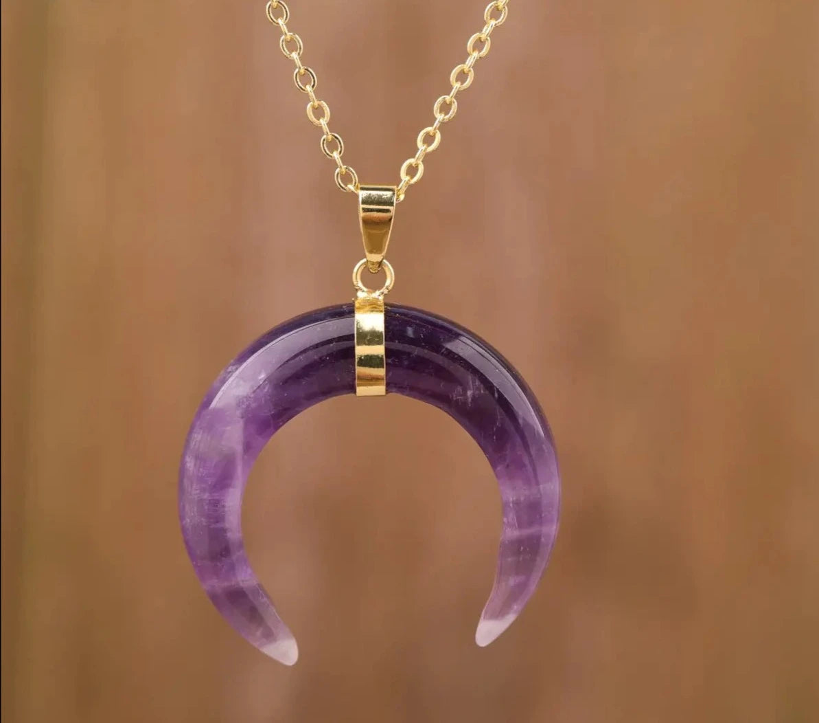 Moon Shape Amethyst Necklace