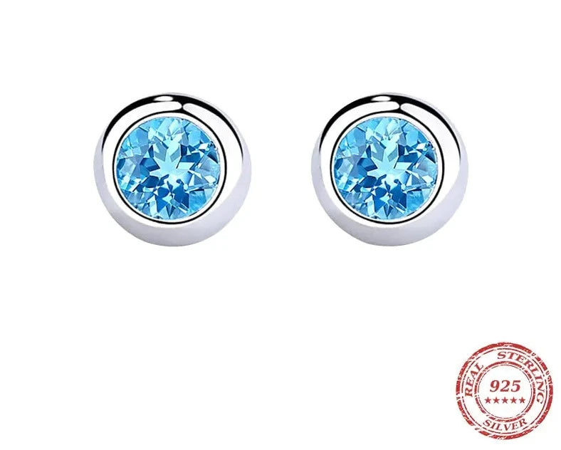 Round Rock Blue Crystal Earrings