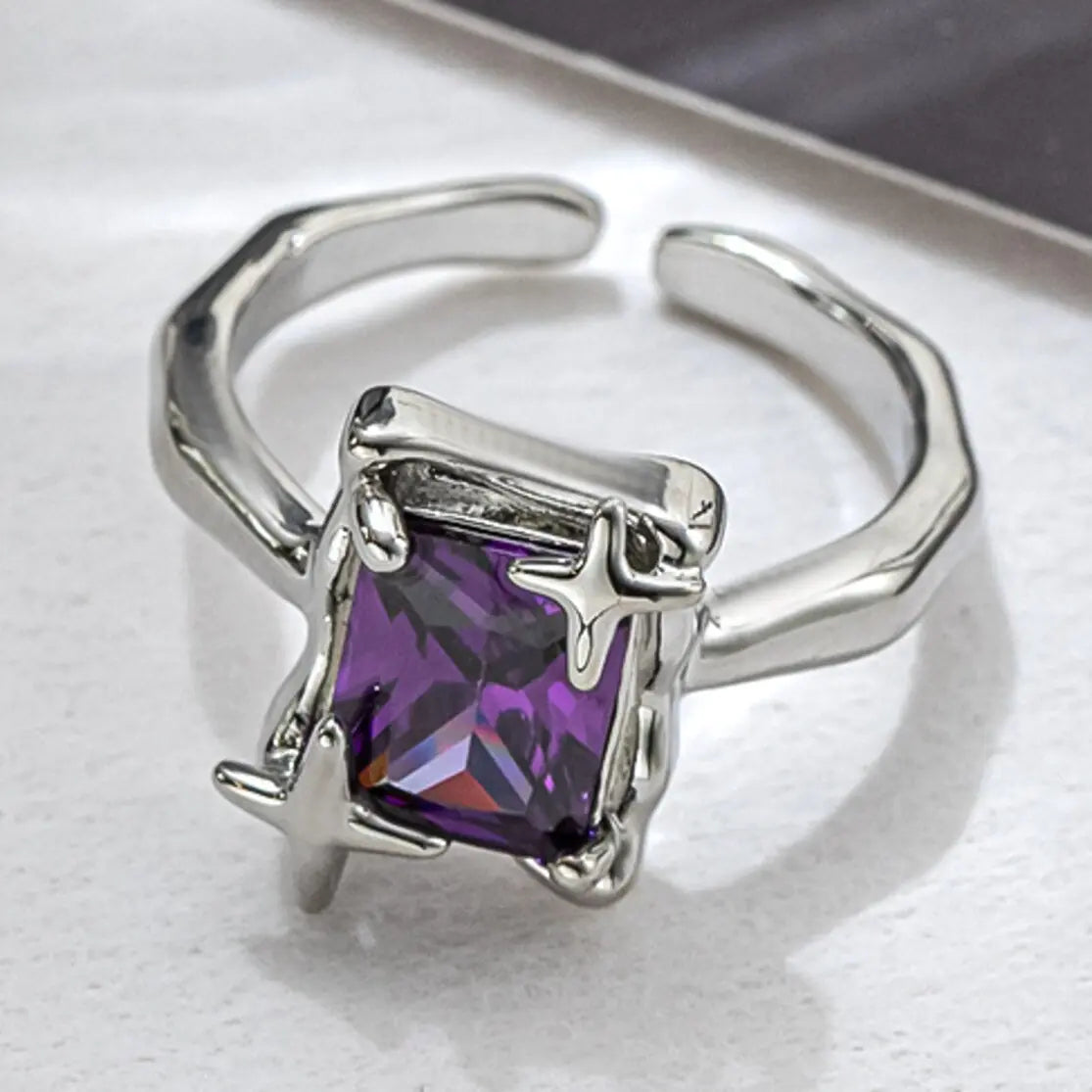 Purple Square Zirconia Ring