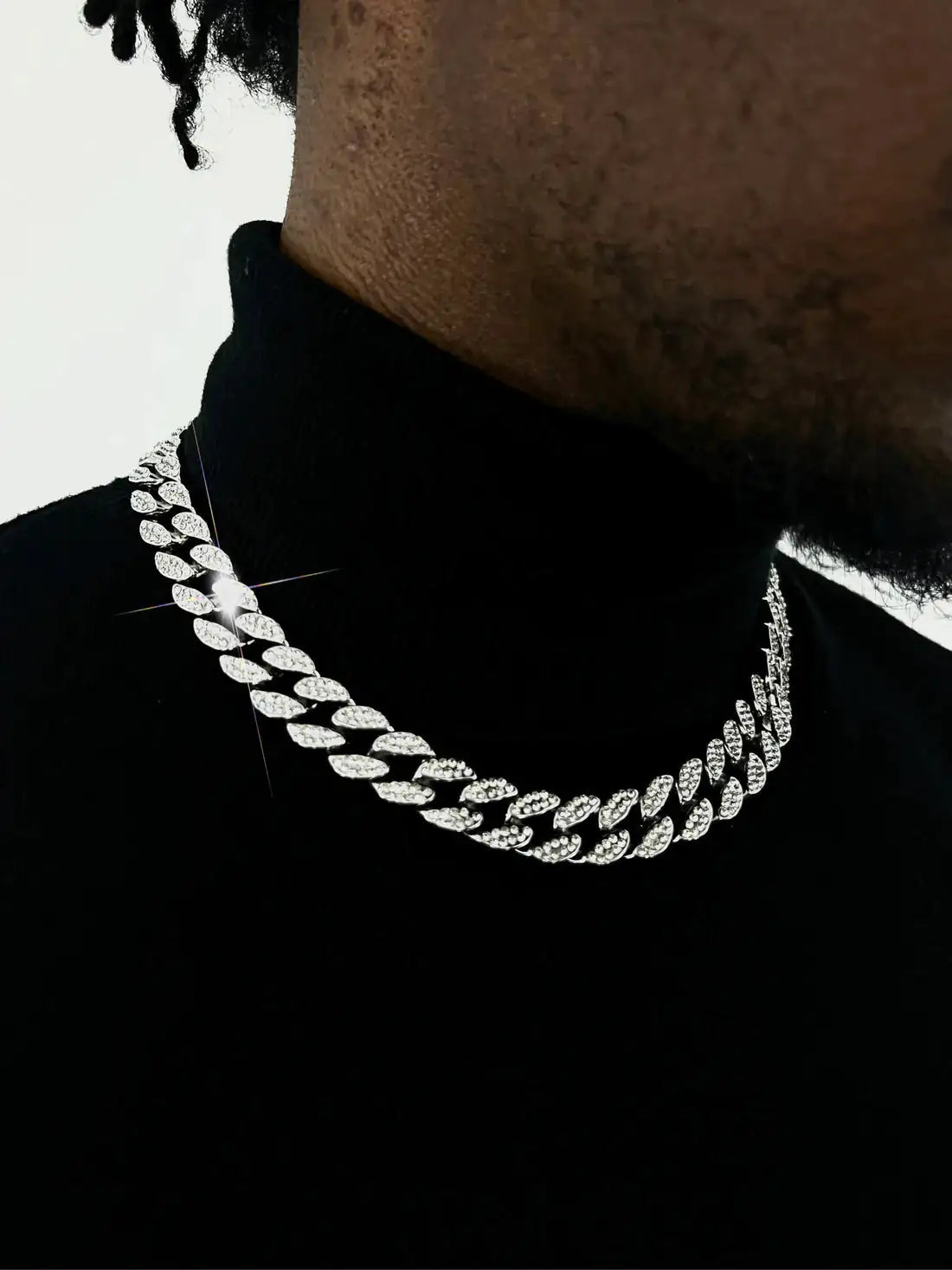 White Gold Plated Seamless Iced Cuban Chain