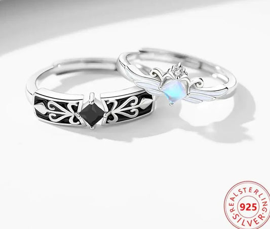 Knight Guardian Princess Crown Couple Rings