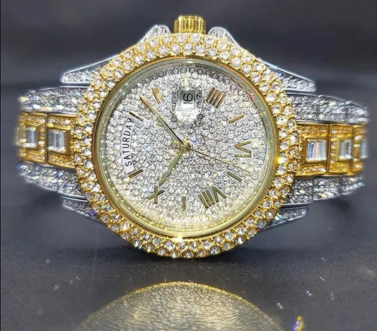 Men's Calendar Quartz  Diamond Watch