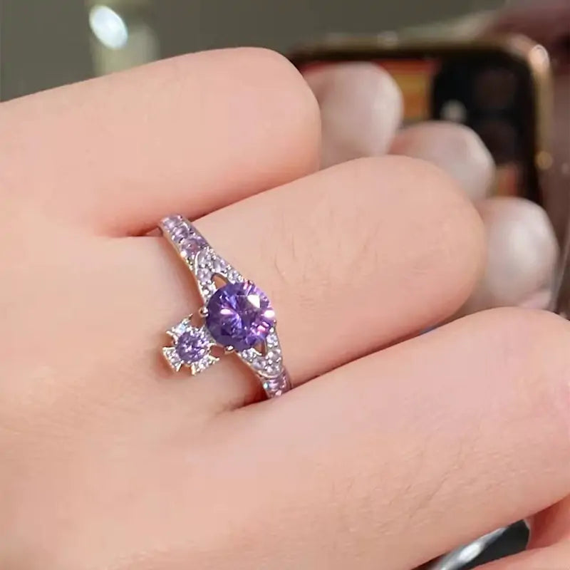 Luxury Purple Zircon Ring Crystal