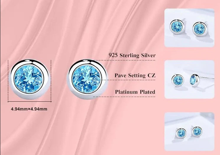 Round Rock Blue Crystal Earrings