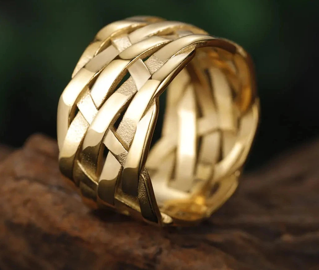 Vintage Weave Stainless Steel Rings