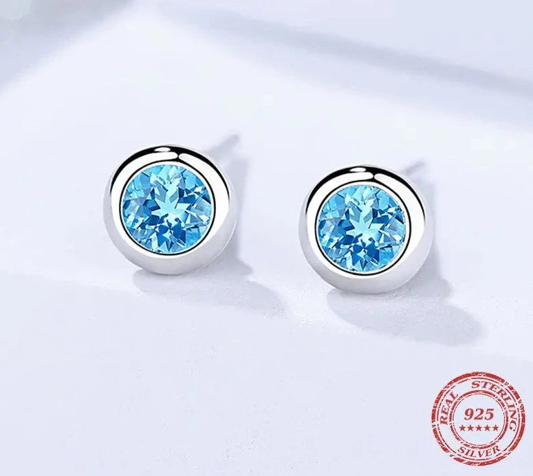 Round Rock Blue Crystal Earrings