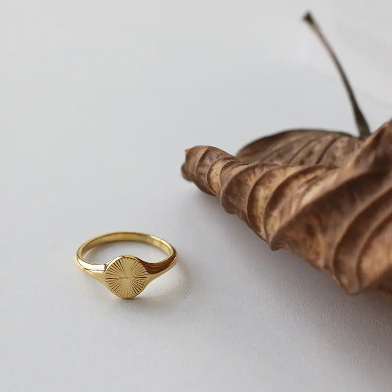 Minimalist Dainty Rays Circle Index Ring