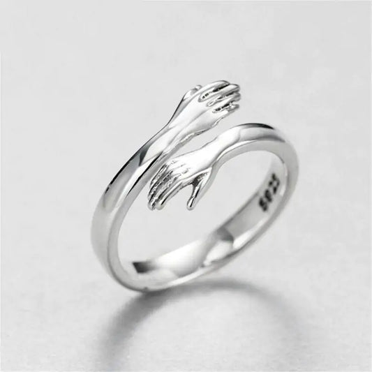 Personality Silver Plated Love Hug Rings