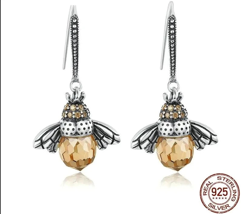 Yellow Bee Drop Earrings