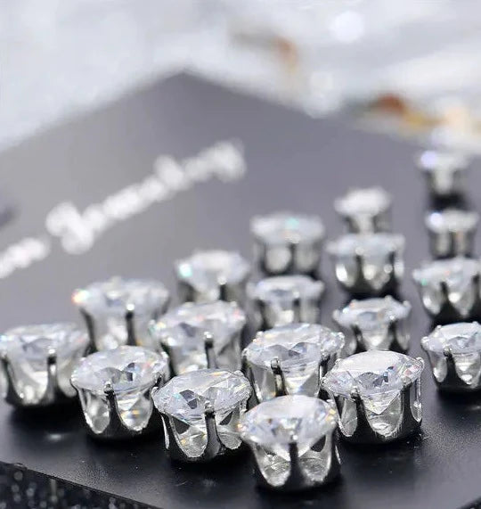 White Crystal Stud Earrings Set