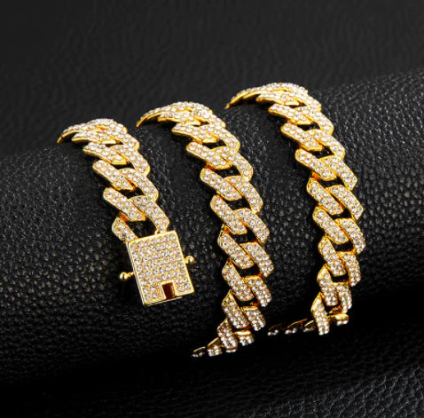 Gold Plated Iced Out Chain for Men and Women Cuban Chain Necklace