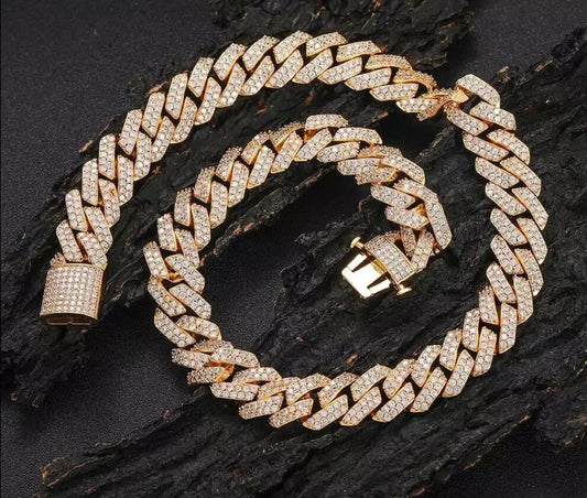 Gold Plated Iced Out Chain for Men and Women Cuban Chain Necklace