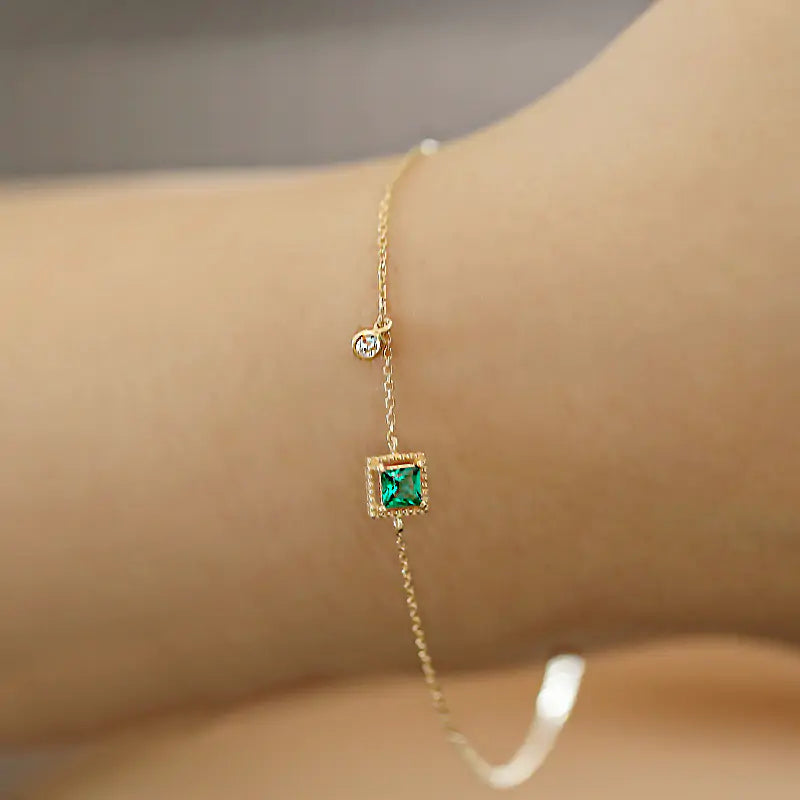 Emerald Crystal Chain Bracelet