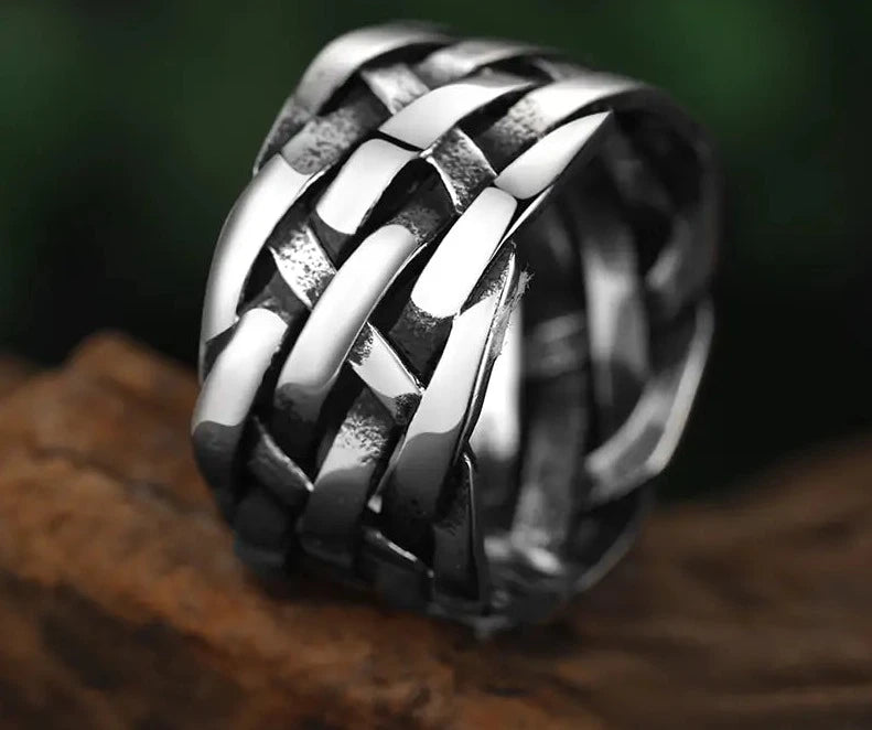 Vintage Weave Stainless Steel Rings