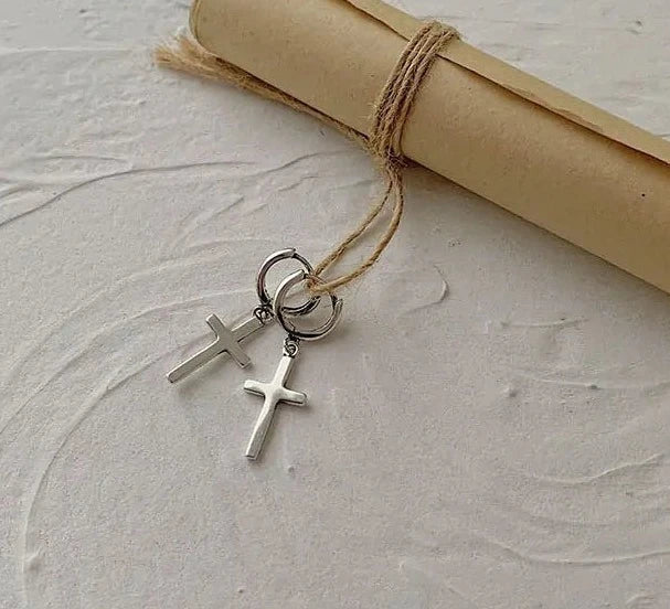 Sterling Silver Cross Stud Earrings