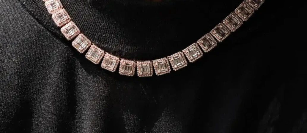 Square Baguette Tennis Chain in Rose Gold