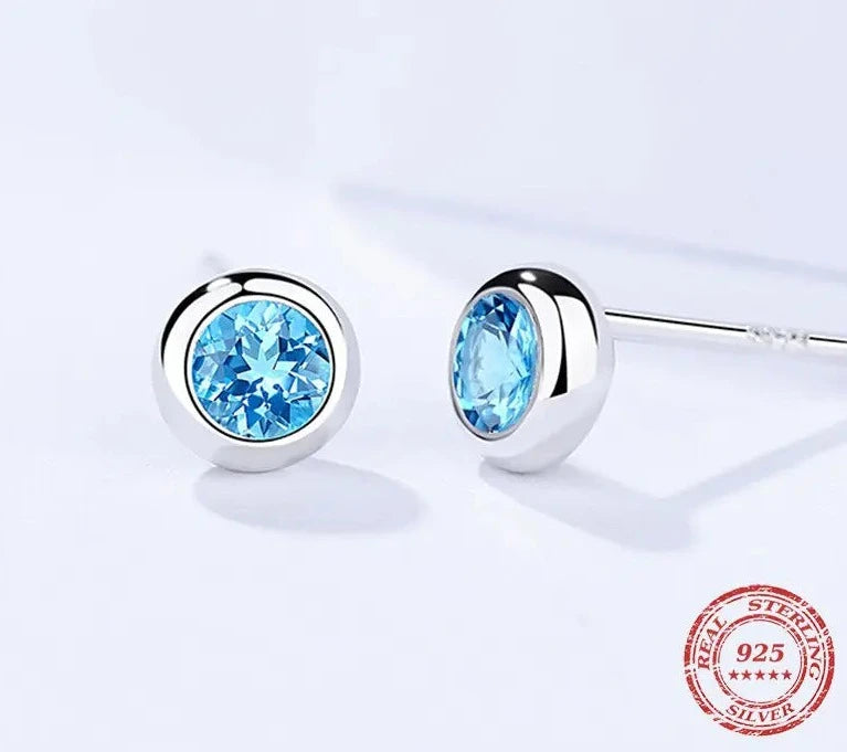 Round Rock Blue Crystal Earrings