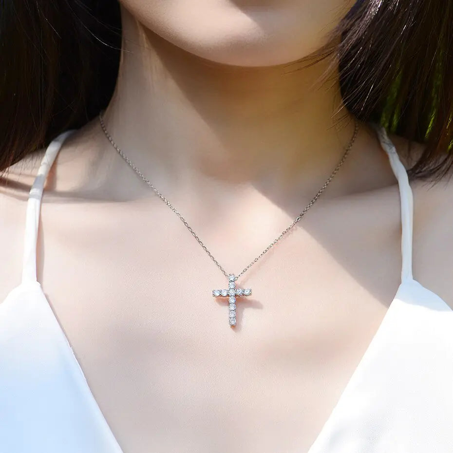 Moissanite Cross Pendants For Women