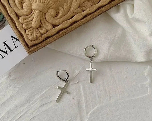 Sterling Silver Cross Stud Earrings